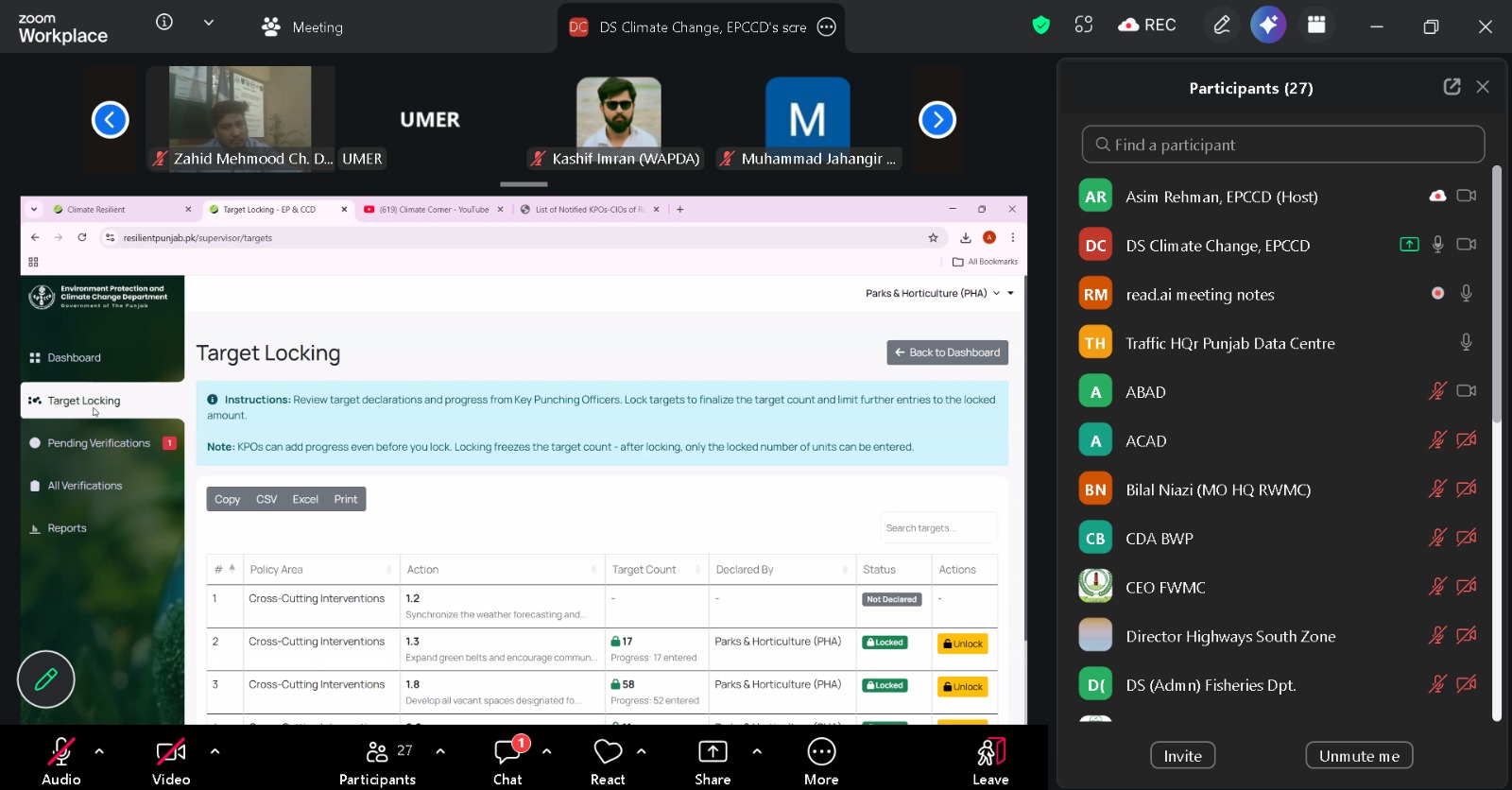 Workshop on “Training, Data Entry, and Data Verification” for the implementation of the Climate Resilient Punjab Vision and Action Plan 2024